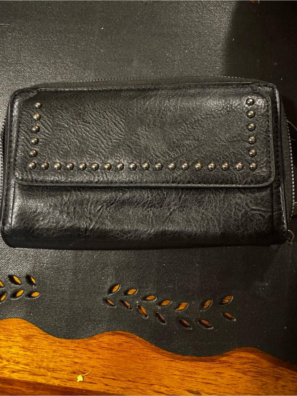 Chic Black Studded Wristlet Wallet